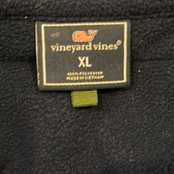 Vineyard Vines Men’s Navy Blue & Green 1/4 Zipper Fleece Pullover - Picture 7 of 8
